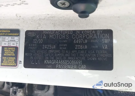 2011 Kia Optima Sx from USA, damaged, VIN KNAGR4A66B5086691
